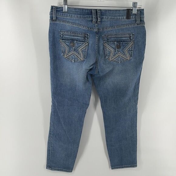 People’s Liberation cropped ankle crop skinny jeans embroidered denim pants 7 8 - Picture 7 of 15